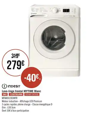 Géant Casino Lave-linge frontal mytime blanc offre