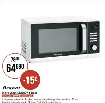 Géant Casino Micro-ondes se2300wz blanc offre