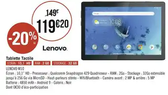 Géant Casino Lenovo tablette tactile offre