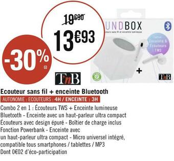Géant Casino Ecouteur sans fil + enceinte bluetooth offre