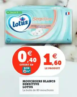 Utile Mouchoirs blancs sensitive lotus offre