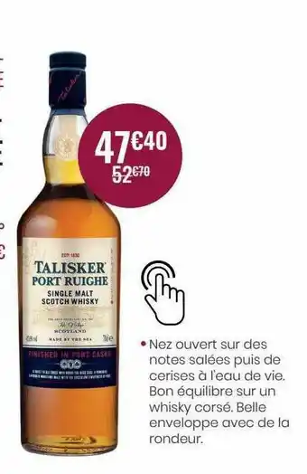 Nicolas Talisker Port Ruighe Single Malt Scotch Whisky offre