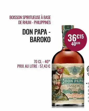 Nicolas Boisson Spiritueuse à Base De Rhum - Philippines Don Papa - Baroko offre