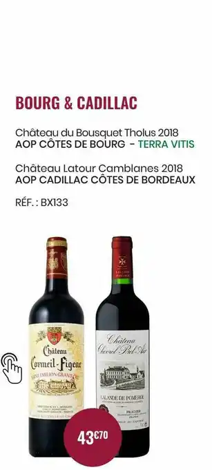 Nicolas Bourg & Cadillac Château Du Bousquet Tholus 2018 Aop Côtes De Bourg, Château Latour Comblanes 2018 Aop Cadillac Côtes De Bord offre