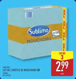 ALDI Sublimo lot de 3 boîtes de mouchoirs offre