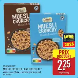 ALDI Golden bridge muesli croustillant chocolat offre