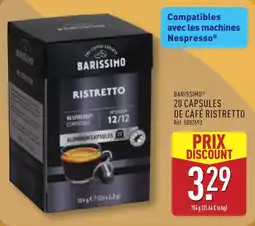 ALDI Barissimo 20 capsules de café ristretto offre