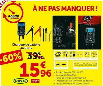 Roady Chargeur De Batterie 4a Ring offre