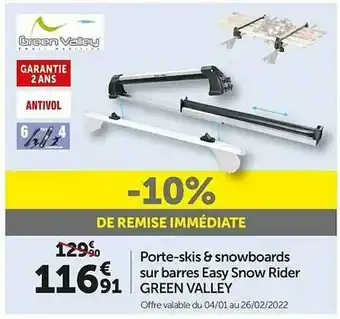 Roady Porte-skis & Snowoards Sur Barres Easy Snow Rider Green Valley offre