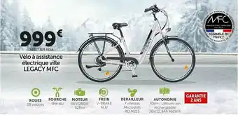 Roady Vélo à Assistance électrique Ville Legacy Mfc offre