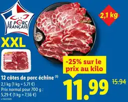 Lidl 12 côtes de porc échine xxl offre