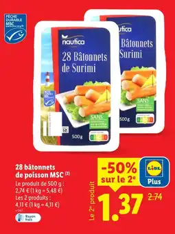 Lidl Nautica 28 bâtonnets de surimi offre