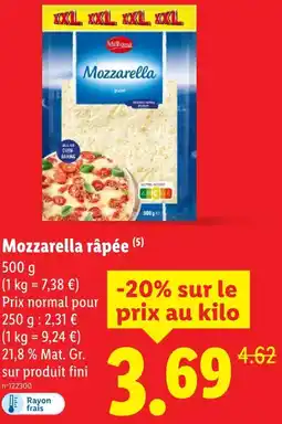 Lidl Milbona mozzarella râpée offre