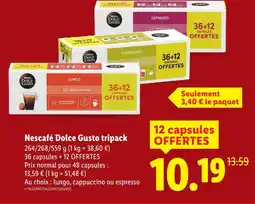 Lidl Nescafe dolce gusto tripack offre