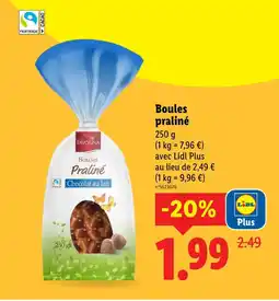 Lidl Favorina boules praliné chocolat au lait offre