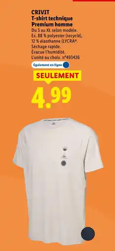 Lidl Crivit t-shirt technique premium homme offre