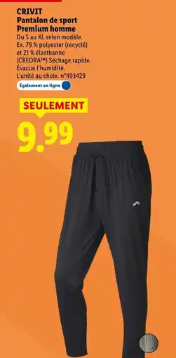 Lidl Crivit pantalon de sport premium homme offre