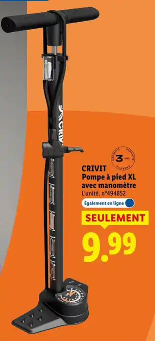 Lidl Crivit pompe à pied xl avec manomètre offre