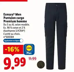 Lidl Esmara men pantalon cargo premium homme offre