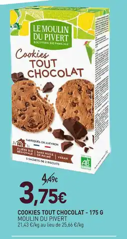 naturéO Le moulin du pivert cookies tout chocolat - 175 g offre
