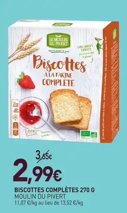 naturéO Moulin du pivert biscottes complètes offre