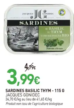 naturéO Jacques gonidec sardines basilic thym offre