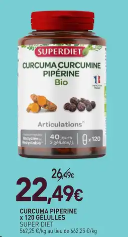 naturéO Super diet curcuma piperine x 120 gélules offre