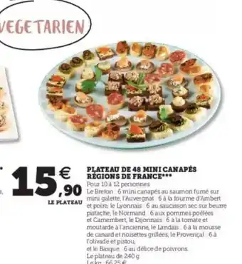 Super U Plateau De 48 Mini Canapés Régions De France offre