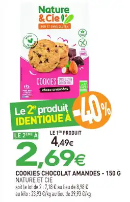naturéO Nature et cie cookies chocolat amandes offre