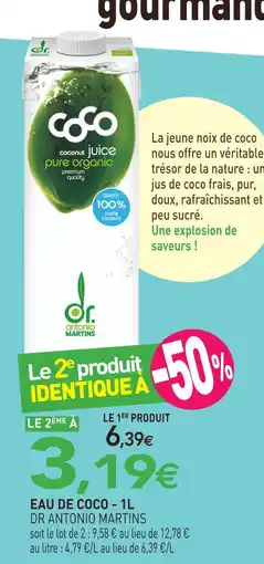 naturéO Dr antonio martins eau de coco offre