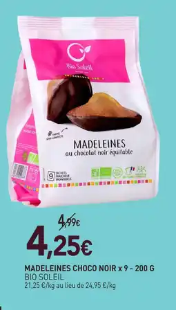 naturéO Bio soleil madeleines choco noir x 9 offre