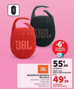 Super U Jbl enceinte bluetooth clip 5 offre
