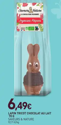 naturéO Saveurs & nature lapin tricot chocolat au lait offre