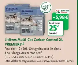 Maxi Zoo Premiere litières multi-cat carbon control xl offre