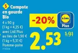 Lidl Vergers gourmands - compote en gourde bio offre