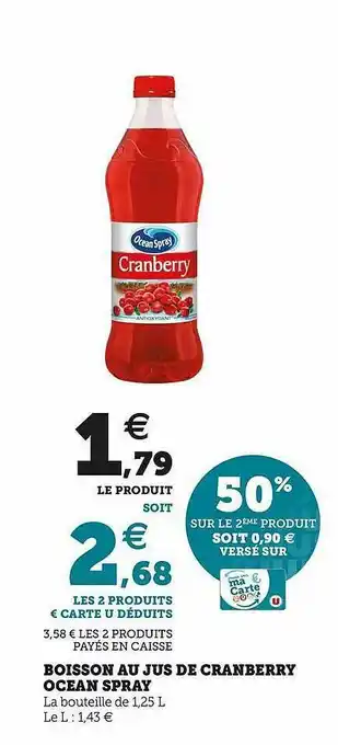U Express Boisson Au Jus De Cranberry Ocean Spray offre
