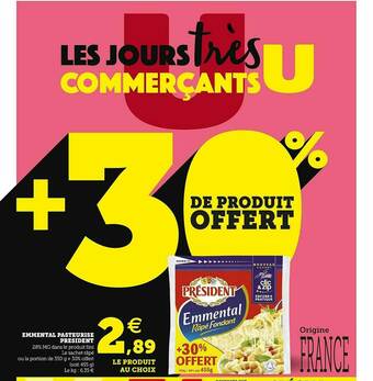 U Express Emmental Pasteurisé Président offre