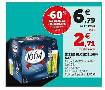 U Express Bière Blonde 1664 5,5° offre