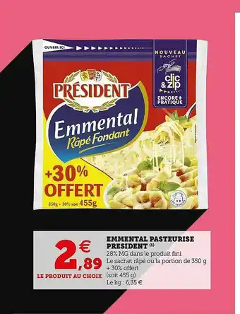 U Express Emmental Pasteurisé Président offre