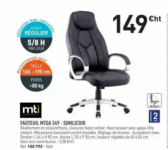 Hyperburo Fauteuil Mtga 249 - Similicuir offre