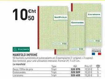 Hyperburo Manifold Imprimé Exacompta offre