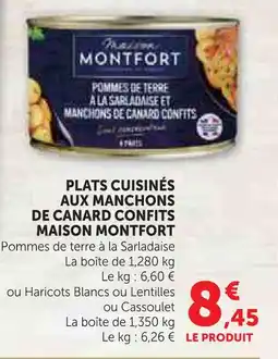 Hyper U Maison montfort plats cuisinés aux manchons de canard confits offre