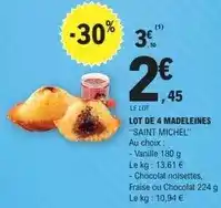 E.Leclerc St michel - lot de 4 madeleines offre