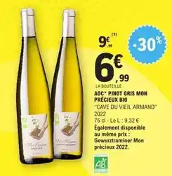 E.Leclerc Aoc - aoc+ pinot gris mon précieux bio offre