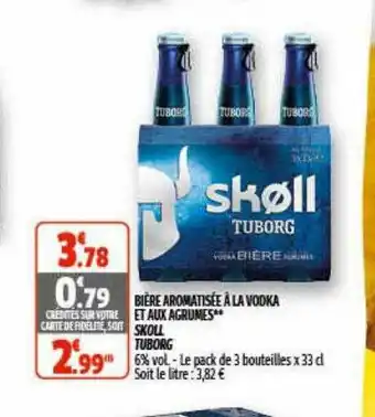 Coccinelle Supermarché Bière Aromatisée à La Vodka Et Aux Agrumes Skoll Tuborg offre