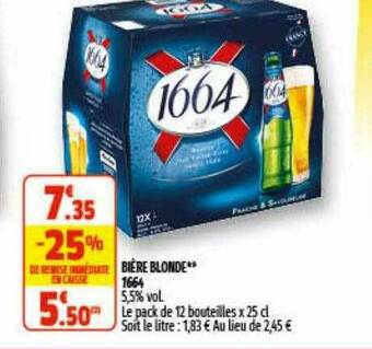 Coccinelle Supermarché Bière Blonde** 1664 offre