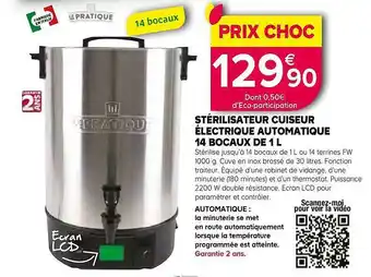 Kiriel Stérilisateur Cuiseur électrique Automatique 14 Bocaux De 1 L offre