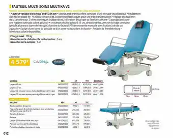 Distri Club Médical Fauteuil Multi-soins Multica V2 offre