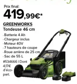 Costco Greenworks tondeuse 46 cm offre