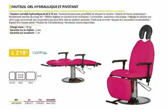 Distri Club Médical Fauteuil Orl Hydraulique Et Pivotant Carina offre